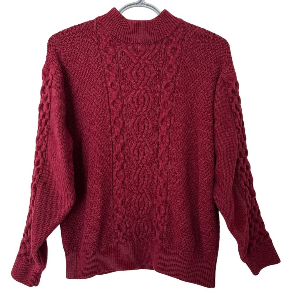 Urban Outfitters Burgundy‎ Maroon Cable Knit Mock Turtleneck Sweater Size Small